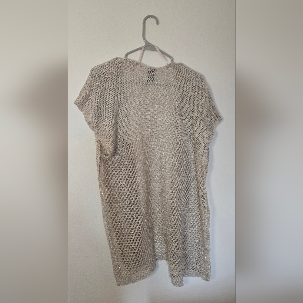 Vince Camuto Missy Sequined Knit Cardigan / Cover-Up — S/M - Picture 3 of 4